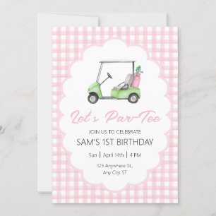Let's Par - Tee Pink Golf Birthday Party Invitation