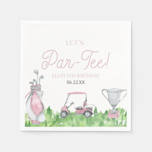 Let's Par-Tee Pink Golf Birthday Party Napkin