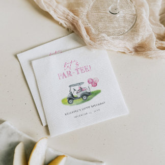 Let's Par-Tee Pink Golf Party Napkin