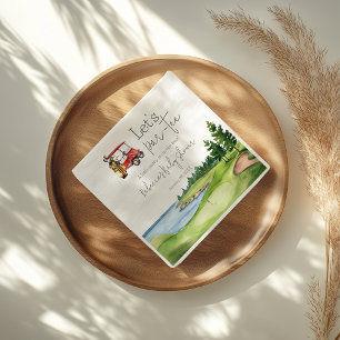 Let's Par Tee Red Cart Golf Baby Shower Party Napkin