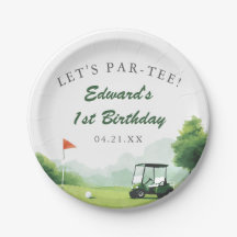 Let's Par-Tee Watercolor Golf Buggy Birthday 