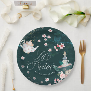 Let's Partea In Wonderland magical Fantasy Collage Paper Plate