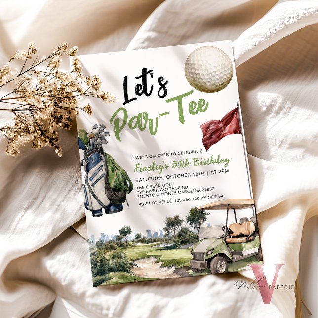 Let's ParTee Adult Golf Birthday Party Invitatio Invitation (Creator Uploaded)