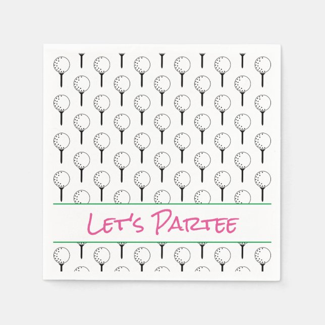 Lets Partee Golf Tee Ball Modern Sports Fun Napkin (Front)