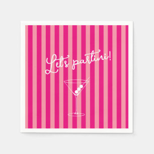 Let's Partini Bold Hot Pink Bachelorette Party Napkin