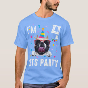 Lets Party 4Th Birthday With French Bulldog T-Shirt