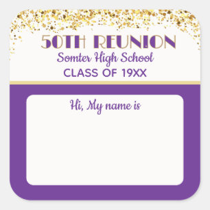 Let's Party! 50th Class Reunion custom  Square Sticker