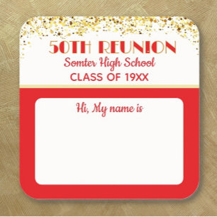 Let's Party! 50th Class Reunion custom Square Sticker