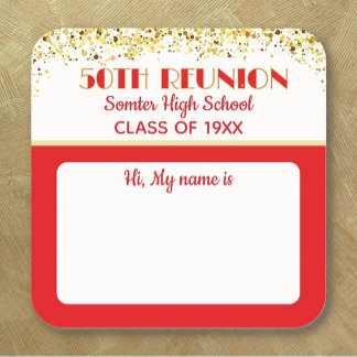 Let's Party! 50th Class Reunion custom Square Sticker