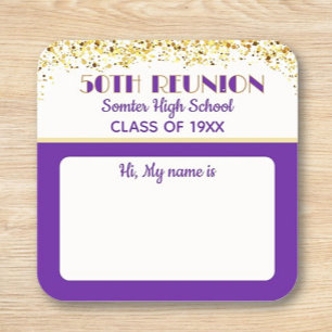 Let's Party! 50th Class Reunion custom Square Sticker