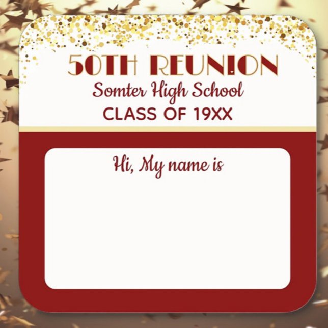 Let's Party! 50th Class Reunion custom  Square Sticker (Creator Uploaded)