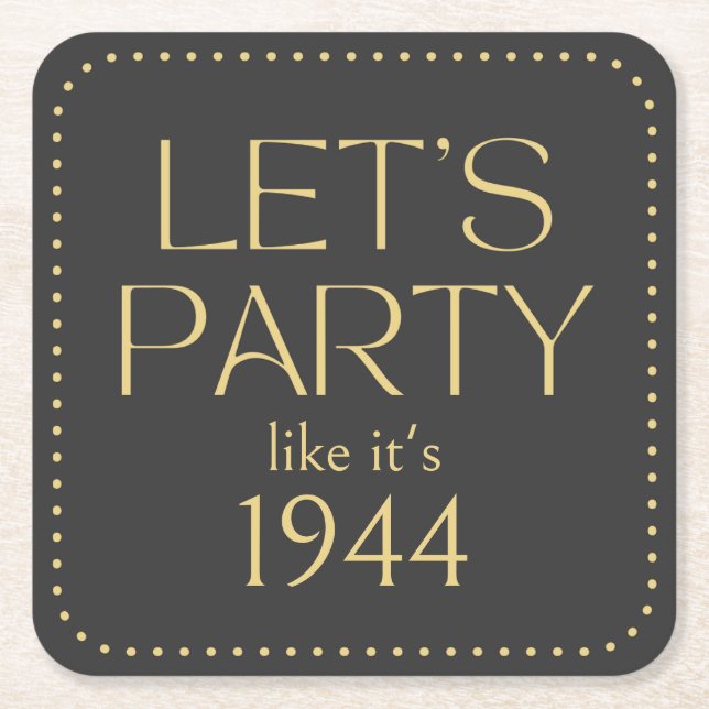 Let's Party 80th Birthday Party Coasters (Front)