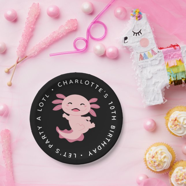 Let's Party A Lotl • Axolotl Birthday Party Paper Plate (Party)