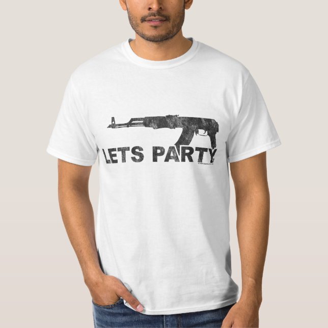 Lets Party AK47 Black worn look T-Shirt (Front)