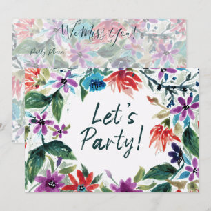 Let's Party!   Beautiful Loose Watercolor Floral Invitation