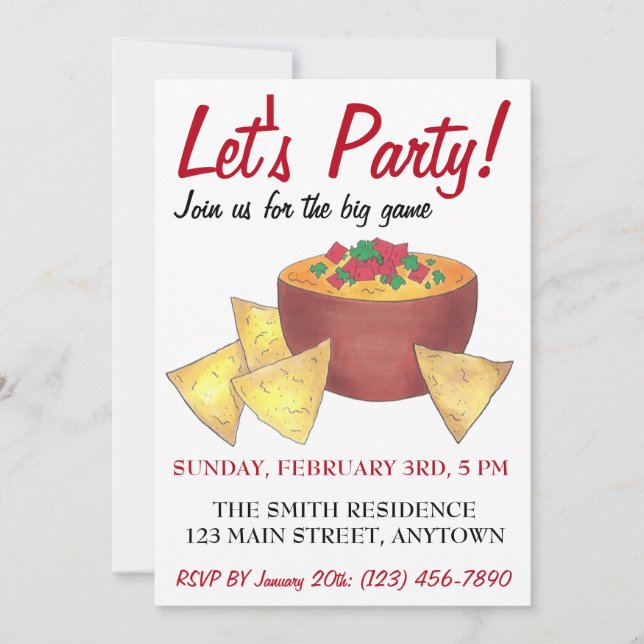 Let's Party! Big Football Game Nacho Chips Invitation (Front)