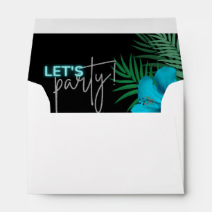 Let's Party Black Blue Neon Tropical 40th Birthday Envelope