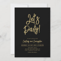 Let's Party | Black Chic Script Cacktail Party