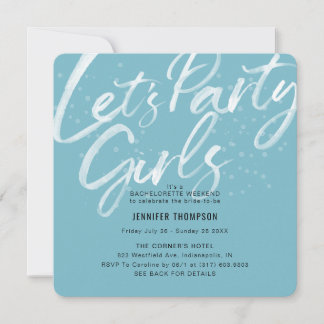 Let's Party Blue Bachelorette Party Invitation