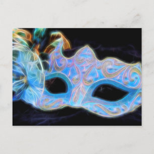 Let's Party Blue Venetian Mask Postcard