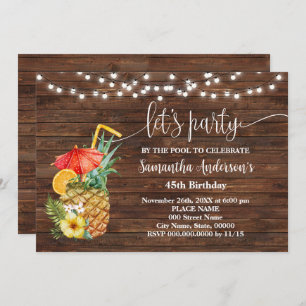 Let's Party by the Pool Adults Birthday Invitation