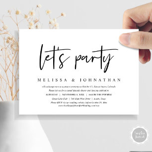 Let's Party, Casual Wedding Elopement Dinner Invitation