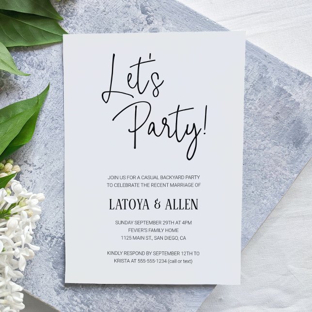 Let's Party Casual Wedding Reception Elopement Invitation (Creator Uploaded)