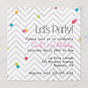 Let's Party Chevron and Dot Invite