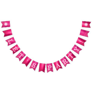 Let's Party Chic Hot Pink Glam Fun Diamond Sparkle Bunting