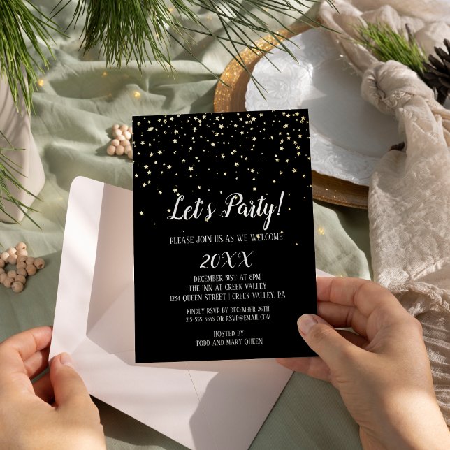 Let's Party Confett on Black New Year's Eve Gold (Creator Uploaded)