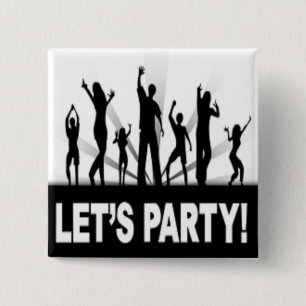 "LET'S PARTY" DANCERS 15 CM SQUARE BADGE
