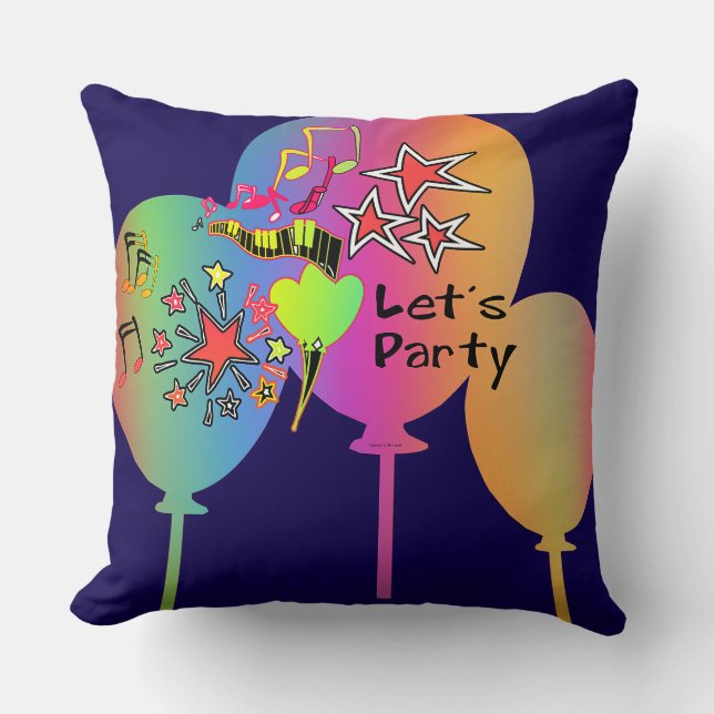 Let's Party Dk Blue Decorative  Cushion (Front)