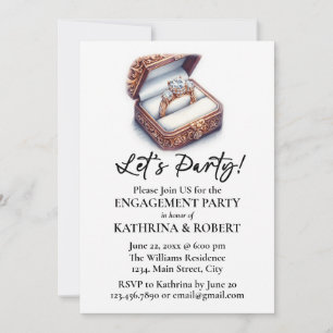 Let's Party! Elegant Ring Engagement Party Invitation