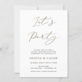 Let's Party Elopement Wedding Reception invitation