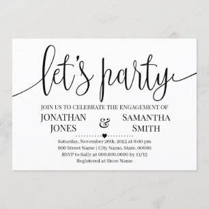 Lets party engagement shower Minimalist Wedding Invitation