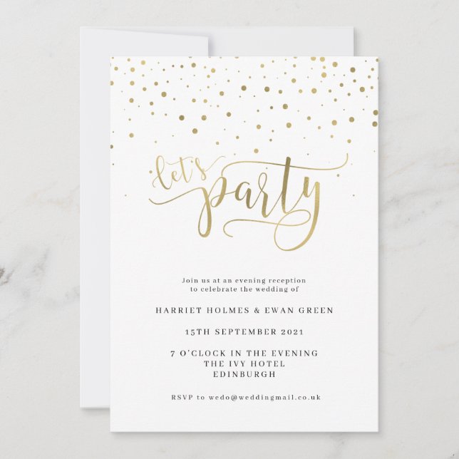 Let's Party Evening Wedding Reception Invitation (Front)