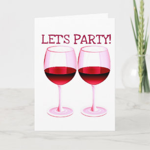 LET'S PARTY! FUN PARTY RED WINE PRINT CARD
