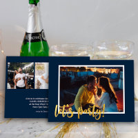 Let's Party Gold Brush Script 4 Photo Engagement