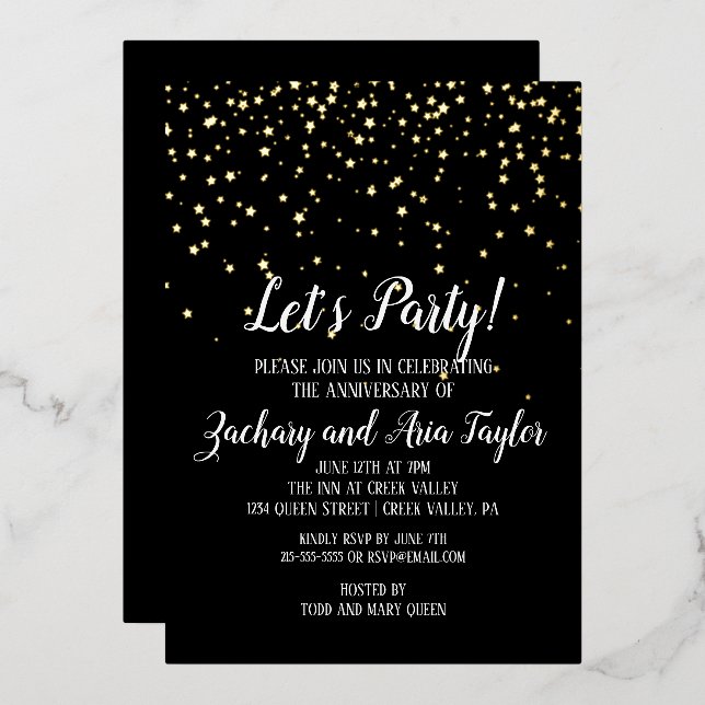 Let's Party Gold Confetti | Black Anniversary Gold (Front/Back)