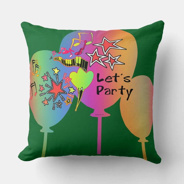 Let's Party Green Decorative Fun Cushion (Front)