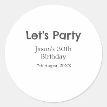 Let's party happy 30th birthday simple grey name
