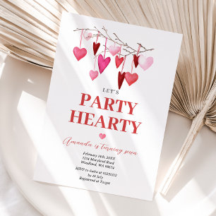 Let's Party Hearty Valentine Balloon Birthday Invitation