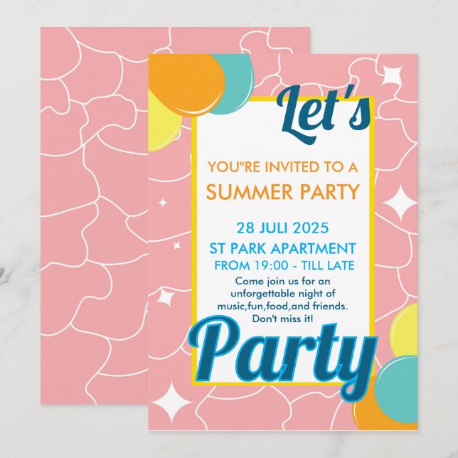 let's party invitation (Front/Back)