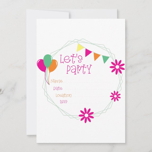 Lets Party Invitation (Front)