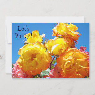 Let's Party! invitations Yellow Orange Rose Flower