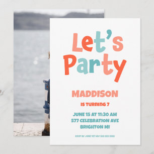 Let's Party Kids Birthday Party Invitation