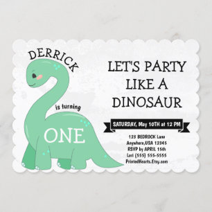 LET'S PARTY LIKE A DINOSAUR BIRTHDAY INVITATIONS