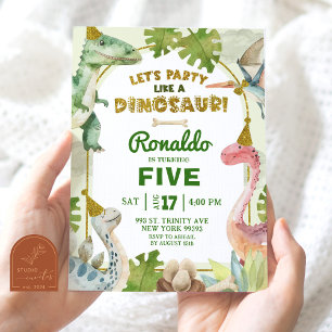 Let's Party like a Dinosaur Boy Birthday Party Invitation