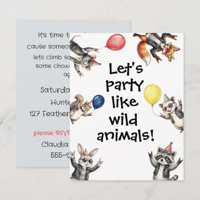 Let's Party Like Animals Digital Download  Invitation (Front/Back)