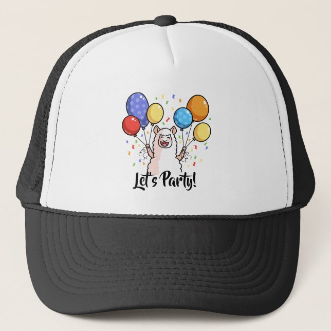 Let's Party Llama Trucker Hat (Front)